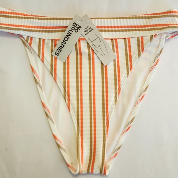 No Boundaries Feeder Stripe Swim Bottoms - Ivory Stripe - Picture 1 of 6